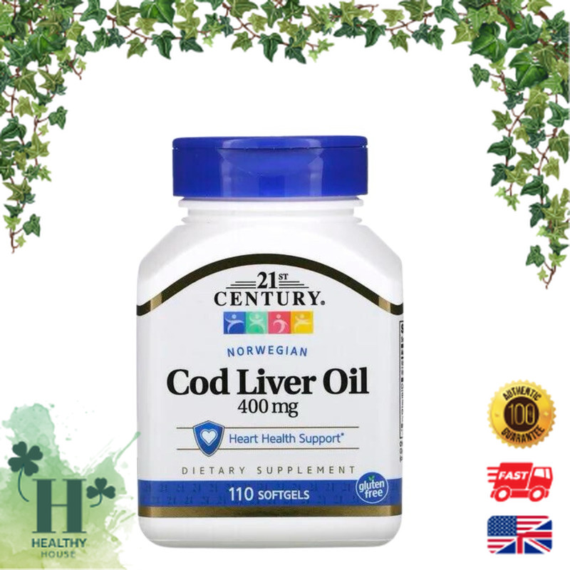 พร้อมส่ง 21st Century Norwegian Cod Liver Oil 400 mg 110 Softgels น้ำมันตับปลาค็อด