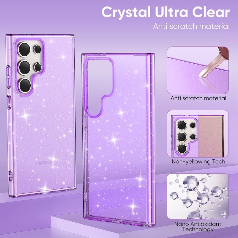SAMSUNG สําหรับsamsung Galaxy S24 FE S23 FE S22 Plus S23 Ultra A14 A34 A52 A53 A52s A54 A15 A25 A55 A35 5GคริสตัลG Glitter Clearกันกระแทกกรณีซิลิโคนอ่อนนุ่มฝาครอบ