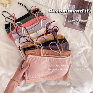 #290 พร้อมส่ง ชุดชั้นในสายเดี่ยว แบบร่อง แนวชิคๆ ชุดชั้นในสตรี พร้อมแผ่นรองหน้าอก มี 12 สี