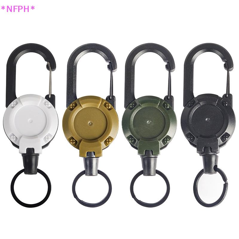 Nfph>โลหะกันขโมย Easy-to-pull Buckle Rope พวงกุญแจยืดหยุ่น Sporty Retractable Key Ring Outdoor Carabiner Hook กระเป๋าเป้สะพายหลังหัวเข็มขัดใหม่