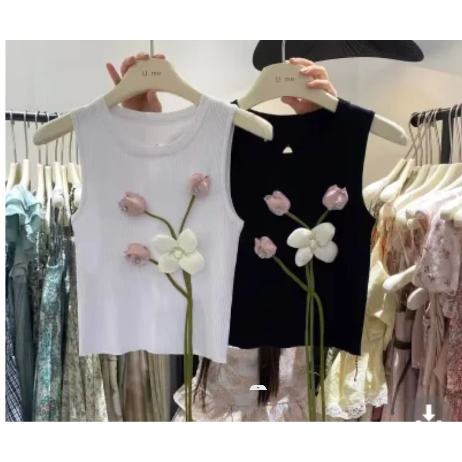 เสื้อกล้ามแขนกุดลายดอกไม้สามมิติสวยหวานสดใสสำหรับผู้หญิงเสื้อสายเดี่ยวคอกลมใส่ด้านนอกแมทช์ลุคง่ายรุ่นใหม่ฤดูร้อน Oh Ji Guan Huanjia 5fla ราคาถูก Shopee Lazada