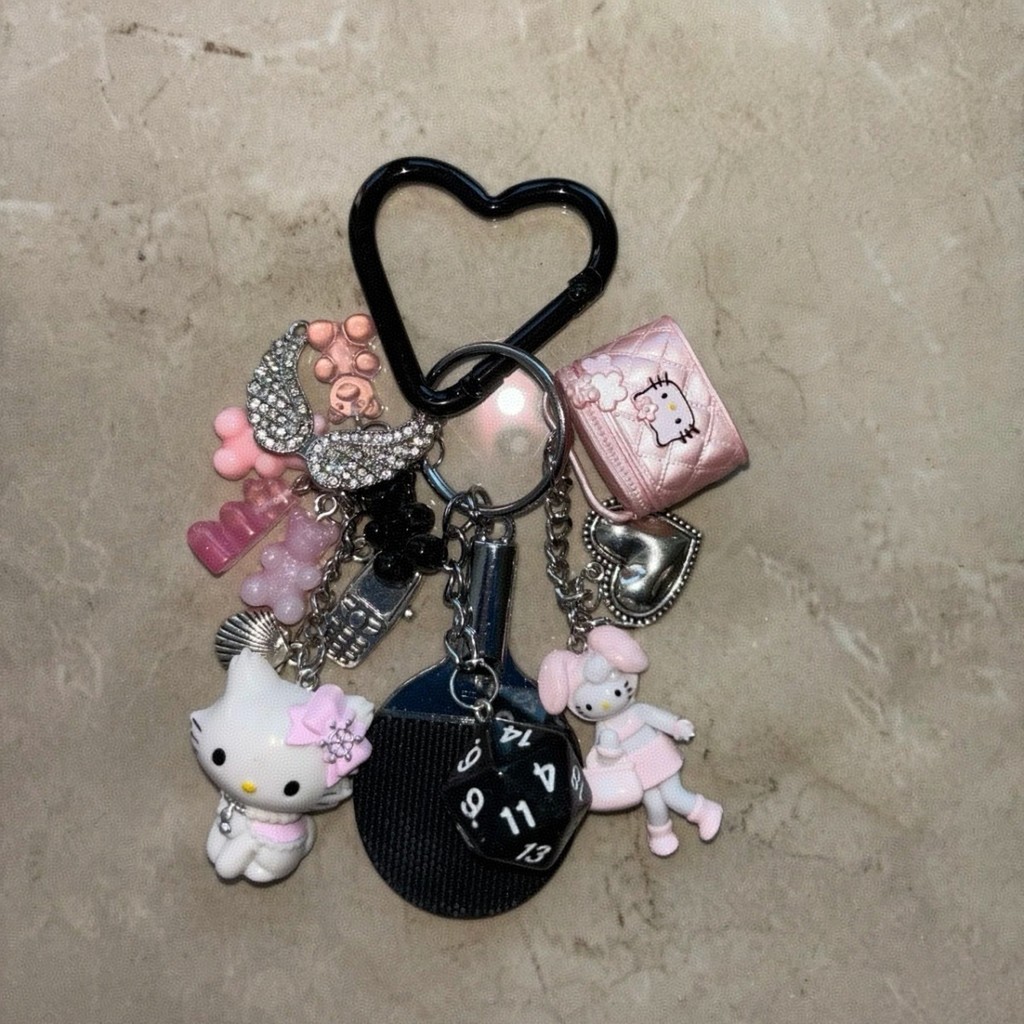 คิตตี้โบราณ Cat miu Style Extremely Fancy Bag Hanging Pink Bunny Bag Pendant School Bag Pendant