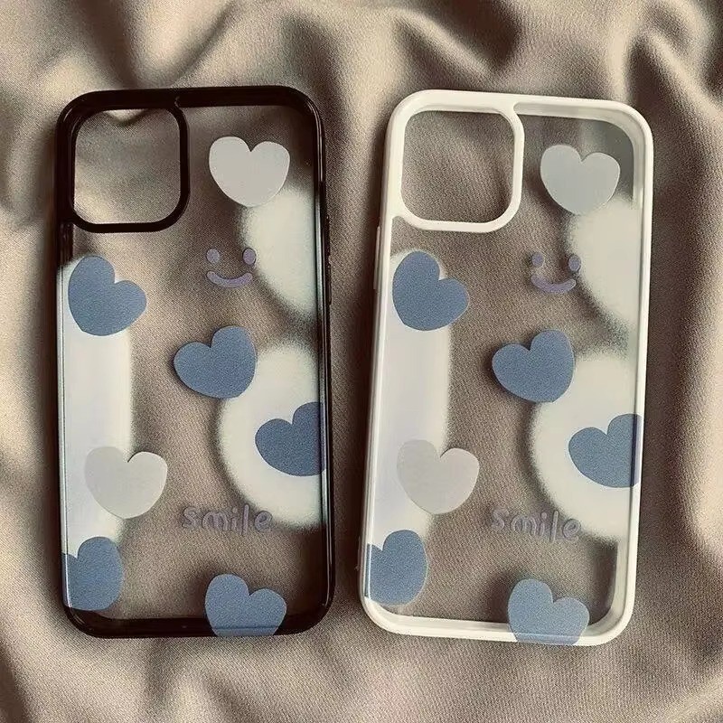 ตลกloving Blue Heartรูปแบบเคสโทรศัพท์สําหรับiPhone 16 15 Pro Max 14 13 12 11 Pro XR X XS 7 8 Plus SE2020 12 13 Miniกันกระแทกปกแข็ง