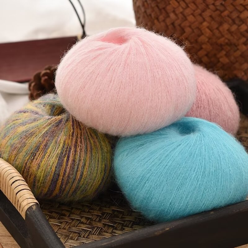 25g Colourful Chenille Mohair เส้นด้ายผ้าฝ้ายนุ่มถักโครเชต์ย้อม Lanas เส้นด้ายสําหรับโครเชต์เสื้อกันหนาวหมวกตุ๊กตา