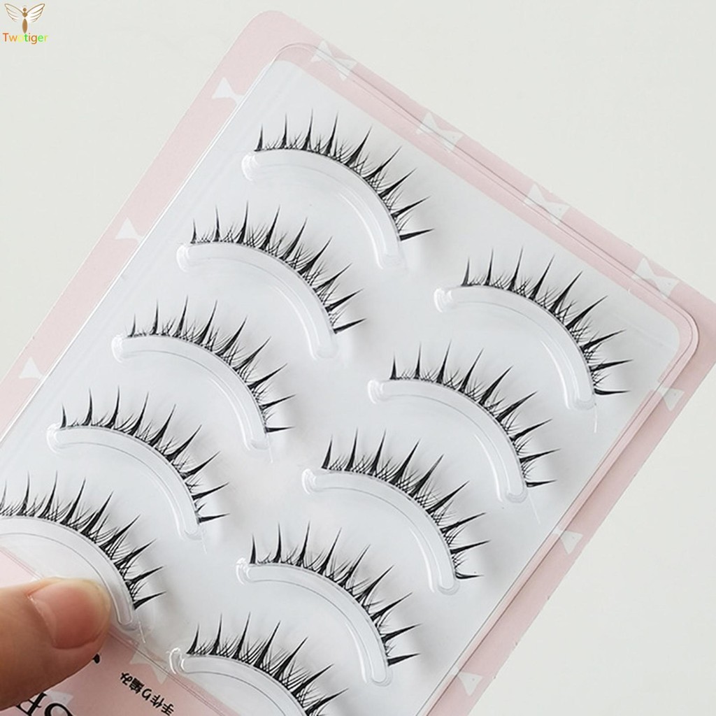 5 คู่ Ultra Thin ปลอม Lashes แยกเคล็ดลับยาว Wispy Nude Eyelashes