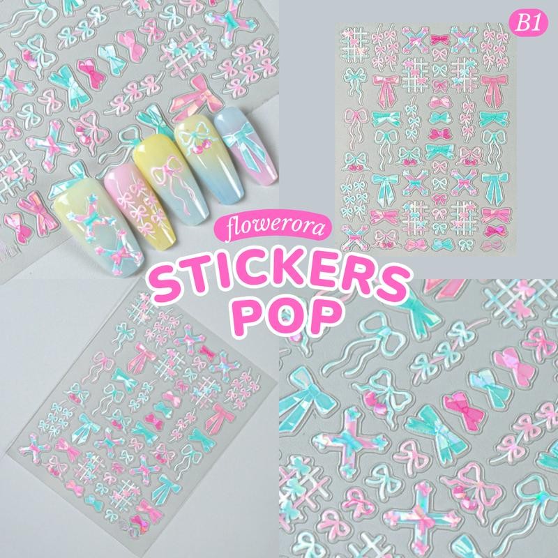 สติกเกอร์โบว์นูน มีมิติ 5D Stickers Nail Pop สติกเกอร์ติดเล็บ ติดของใช้ ติดปุ๊บ น่ารักปั๊บ