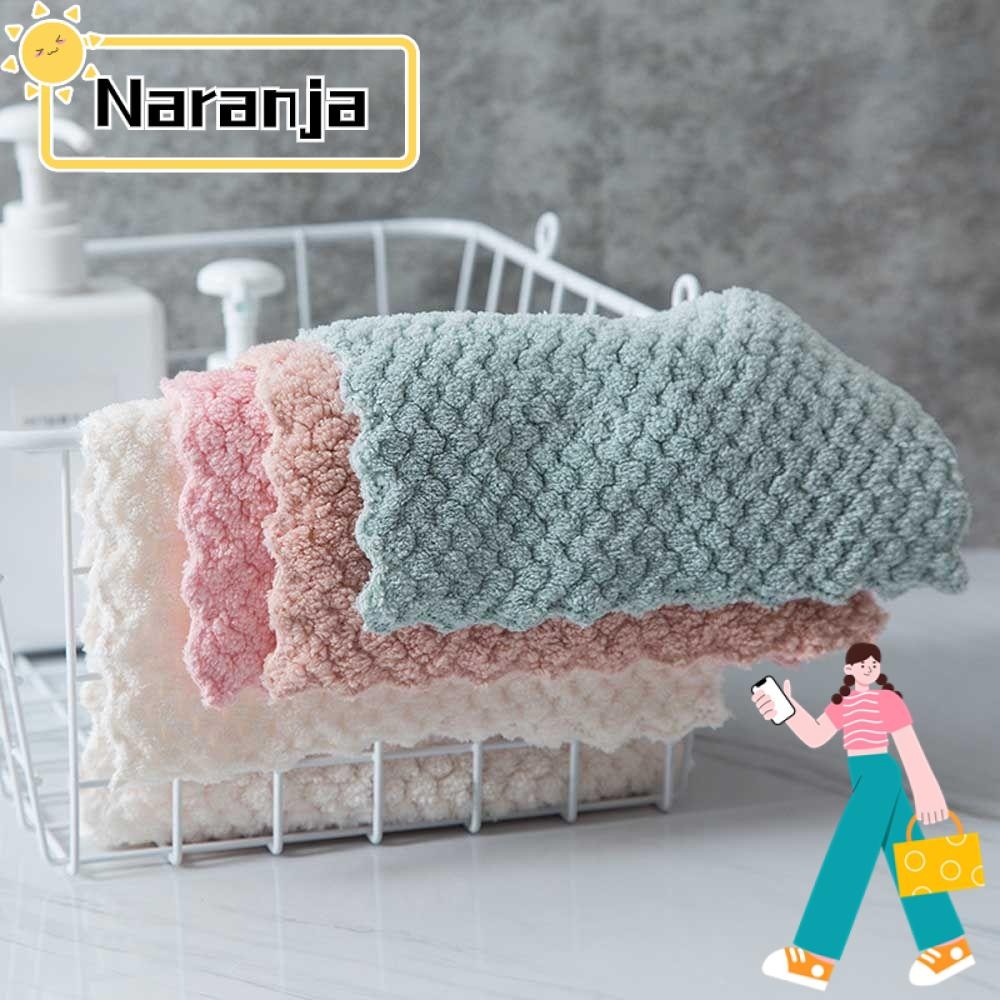 NARANJA 1/3PCS ผ้าทําความสะอาด Home & Living Scouring Pad ไมโครไฟเบอร์ดูดซับทําความสะอาด Rags