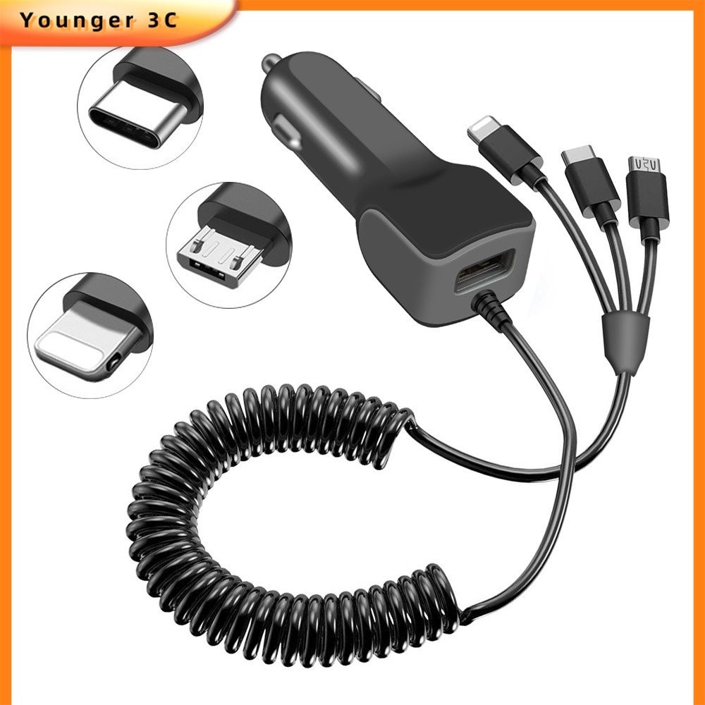 For Type-c charger car for android fast quick charge with cable for ios USB Car Charger adoptor char