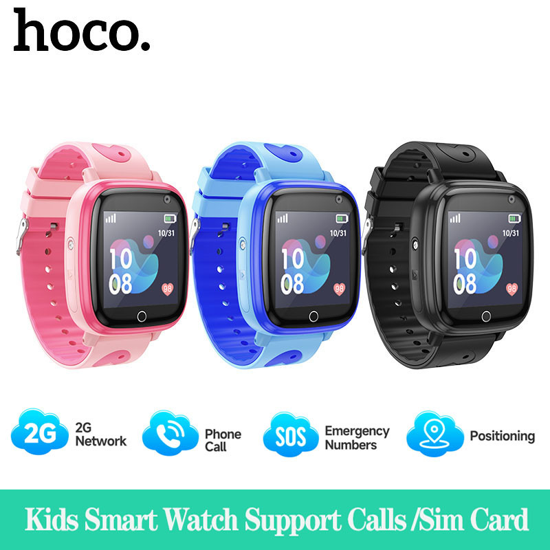 [สนับสนุนการโทร] HOCO Y100 เด็กดูสมาร์ทตำแหน่ง GPS ด้วยซิมการ์ด 2 กรัมกันน้ำกล้องระยะไกลหน้าจอสัมผัส SOS ไฟฉายกีฬานับขั้นตอนเด็กสาวของขวัญเด็กดู