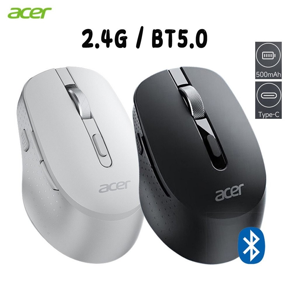 Acer เมาส์บลูทูธไร้สาย M155 บลูทูธ 5.0/2.4G การเชื่อมต่อสองโหมด Type-C ชาร์จ 3 DPI