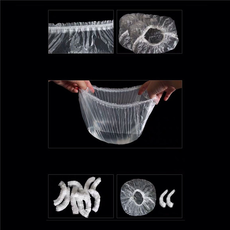 100 ชิ้นทิ้งหมวกอาบน้ําอาบน้ําพลาสติกกันน้ําผู้หญิงหัวหมวกอาบน้ํา (HWC) - รูปที่ 3