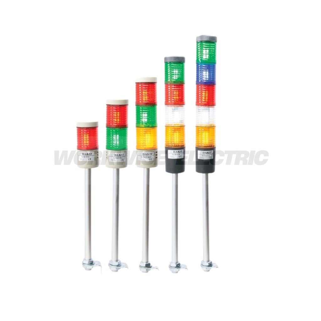DAKO DLT5-2T-RG ทาวเวอร์ไลท์ แอลอีดี (TOWER LIGHT LED) 2 ชั้น สีแดง-เขียว (ไม่มีเสียง) 24VAC/VDC & 110, 220VAC