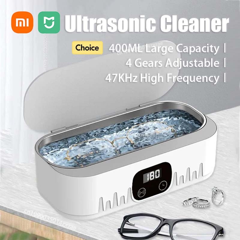 Xiaomi 47000 Hz Ultrasonic Cleaner 400 ML Mini High-Frequency อุปกรณ์ทําความสะอาดการสั่นสะเทือนสําหรับแว่นตาเครื่องประดับฟันปลอม Pacifier