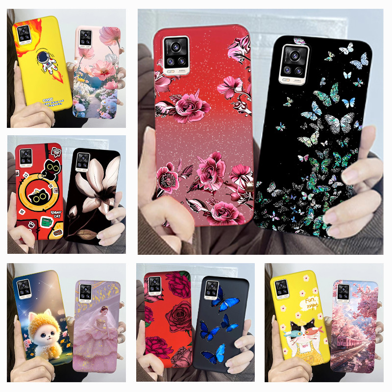 สําหรับ Vivo V20 V2025 V2024 V2040 ยอดนิยมผีเสื้อดอกไม้ Slim Soft TPU ซิลิคอนป้องกัน Jelly เคสโทรศัพท์