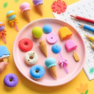 ยางลบ 🍭ยางลบน่ารัก🍩 ยางลบแฟนซี (4ชิ้น/เซ็ต) ลายไอติม ลูกอม โดนัท ลบง่าย เครื่องเขียน