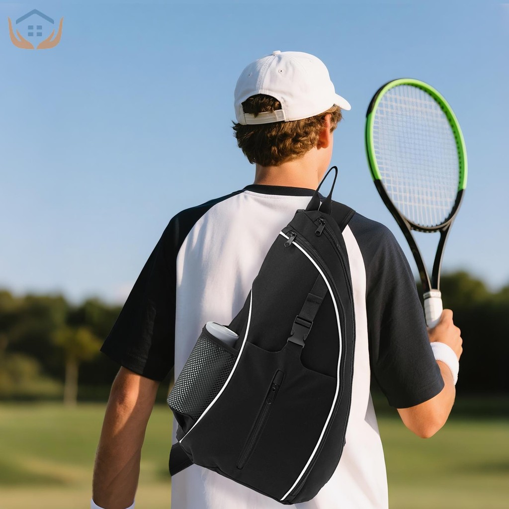 Oxford ผ้าเทนนิส Satchel Side Mesh Pocket Crossbody Bag Sorting Storage กระเป๋าเทนนิสสําหรับแร็กเก็ต