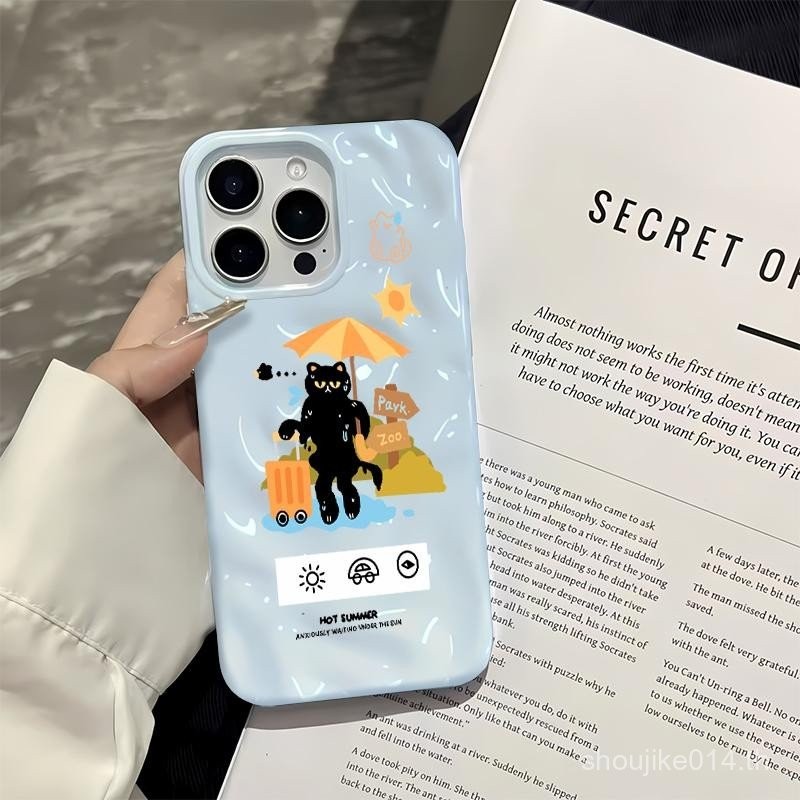 Meteorite black cat RaindropรูปแบบสําหรับiPhone 14 12 16 15 11 13 16PRO 12PRO 11PROMAX 14PROMAX 16PR