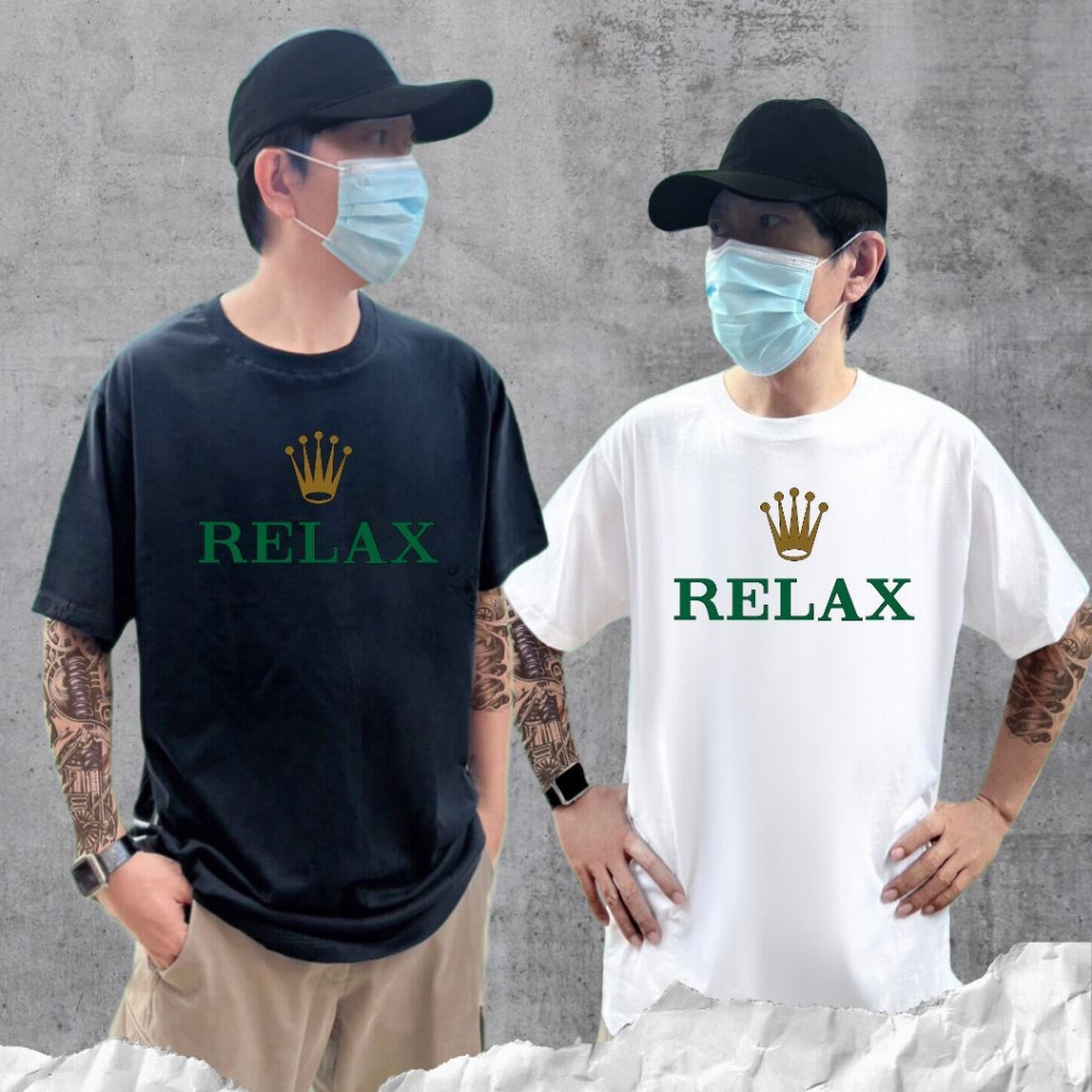 เสื้อยืดคอกลมแขนสั้นพิมพ์ลายกราฟิก RELAX สุดสนุก รูปที่ 2