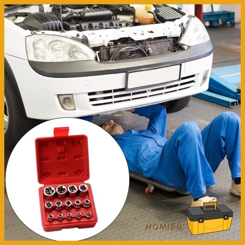 HOMIE0 14 ชิ้น E ประเภท Star หญิง Bit ซ็อกเก็ตชุดประแจซ็อกเก็ต E4-E24 สําหรับ Home