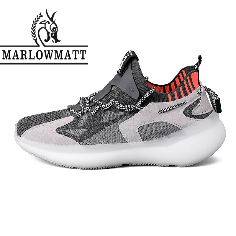 Marlowmatt รองเท้าผู้ชายบินทอ Breathable Upper BOOST Sole Cushioning Anti-slip สบายกีฬารองเท้าลําลอง