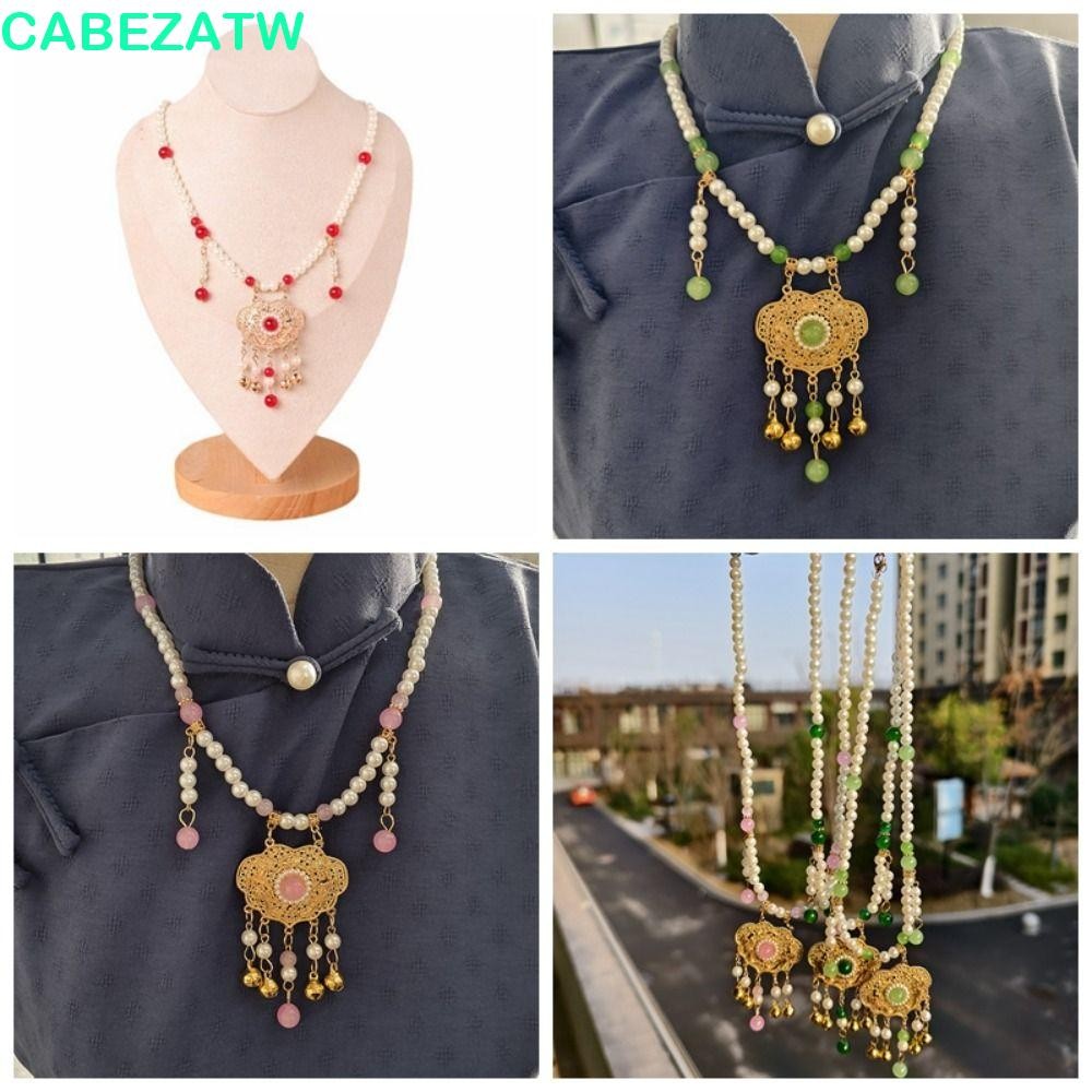 CABEZATW สร้อยคอมาลายแบบจีน, พู่ลูกปัดและไข่มุก, อุปกรณ์เสริมชุด Hanfu