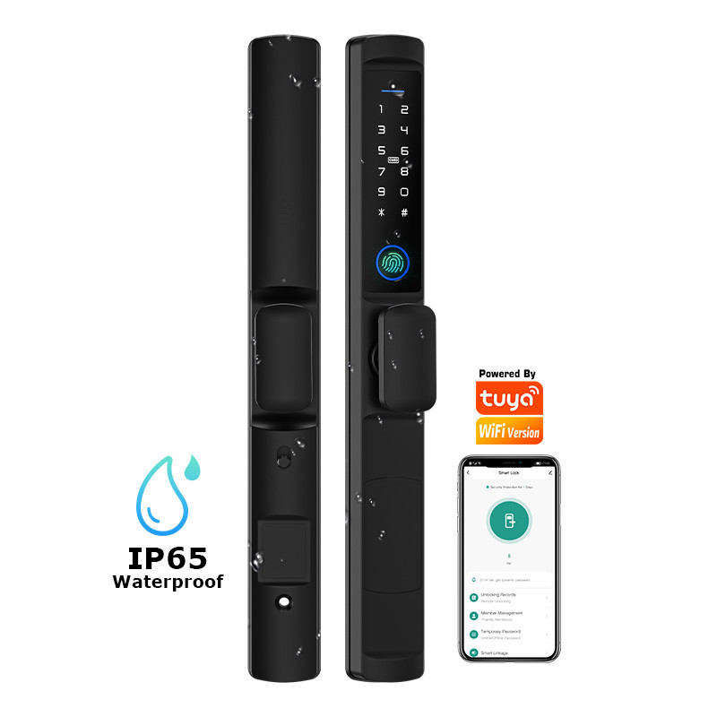 F2 Tuya Smart Door Lock ล็อคประตูแบบดิจิตอลพร้อมรหัสผ่าน ดีไซน์ด้ามจับสั้น เหมาะสำหรับประตูบานเลื่อน รองรับการปลดล็อกด้วยลายนิ้วมือและกุญแจ