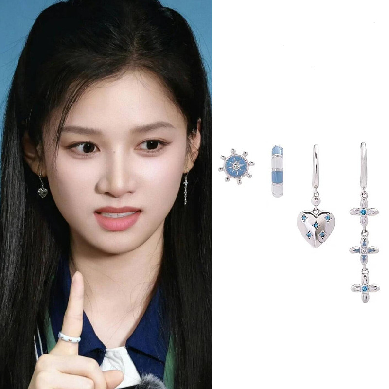 ต่างหูสี่ชิ้นจากZhang Jingyi สไตล์วันหยุด ไม่สมมาตร สำหรับทุกการแต่งตัว