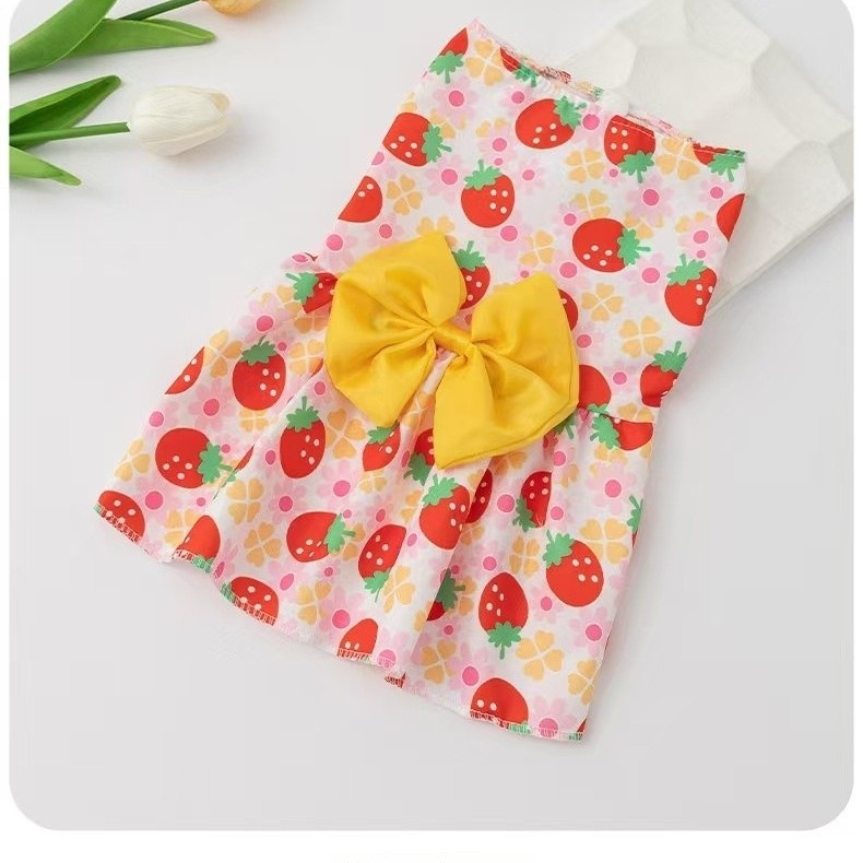 เสื้อผ้าสัตว์เลี้ยง กระโปรง สุนัขแมวชุดเจ้าหญิงลายดอกไม้สากล S-XL