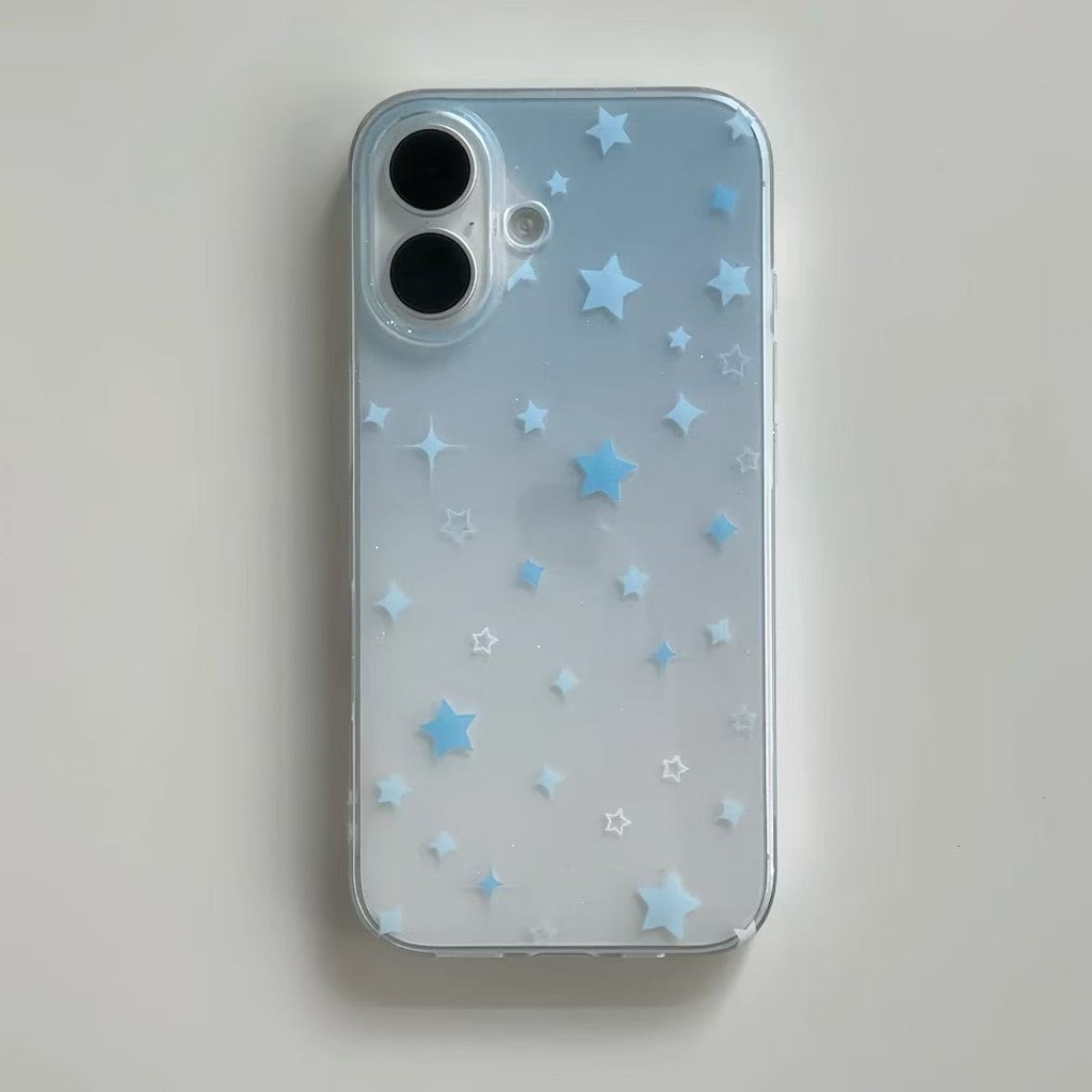 Bling GlitterปลอกใสสําหรับiPhone 16 15 14 Plus 13 12 11 Pro Max Blue Star Soft Case Cover | เอสเอฟเค