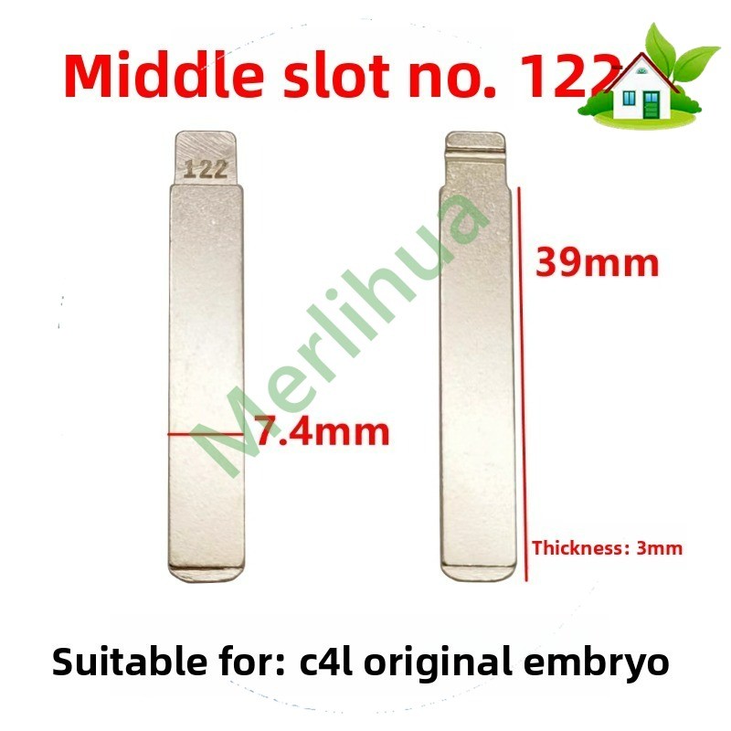 Mid-slot 122# กุญแจรถเปล่าสําหรับ C4L OEM Key Conversion