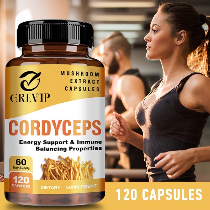 60 แคปซูล สารสกัดจากเห็ด อาหารเสริมเห็ด Cordyceps บำรุงปอด ให้พลังงาน เสริมสร้างภูมิคุ้มกัน