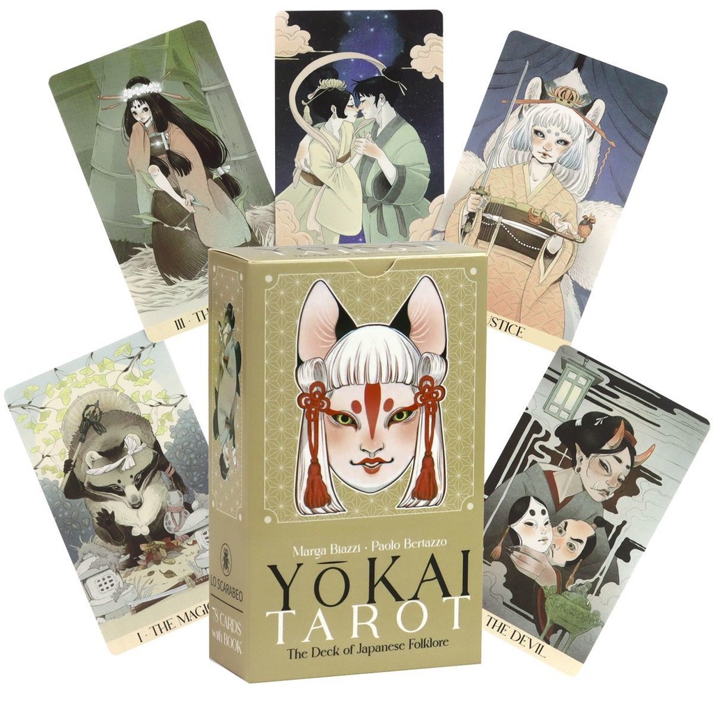 ขนาดเล็กร้อยปีศาจคืนเดินไพ่ทาโรต์ภาษาอังกฤษเกมกระดานการ์ดเกมทํานายการ์ด Yokai Tarot Party Leisure เก