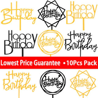 100สไตล์ ใน-สต็อกสินค้าคงคลัง10ชิ้น/แพ็คเค้กวันเกิดแฮปปี้ทอปส์,อะคริลิเค้ก ที บน ตกแต่งเค้กสําหรับวันเกิดขนาดใหญ่5สีสีทอง/เงิน/สีดํา/กุหลาบโกลเด้น/ส