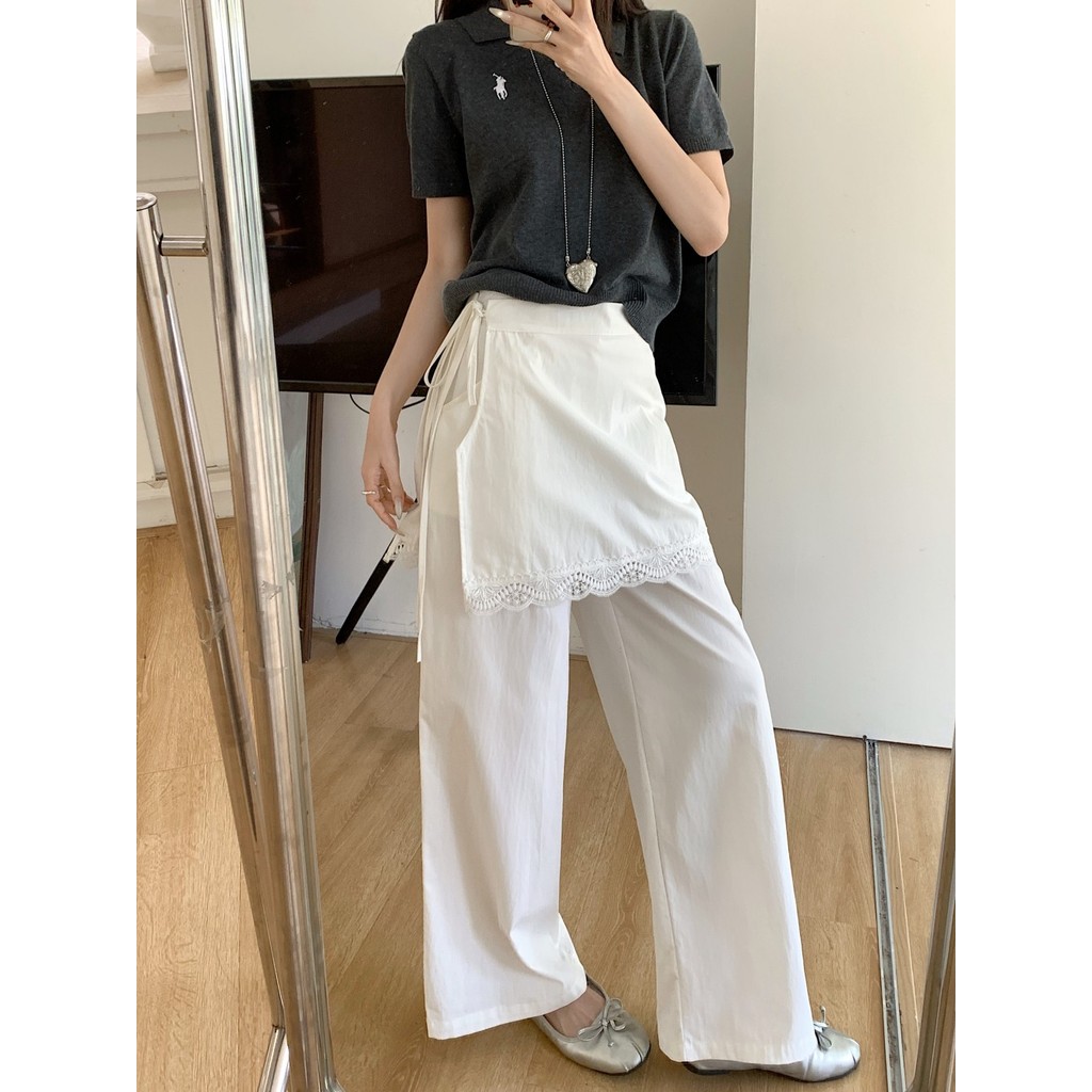 กางเกงขากว้างเอวสูงสไตล์ย้อนยุค สำหรับฤดูร้อน สวมใส่ง่าย 250721
