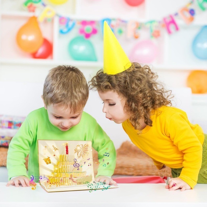 การ์ดอวยพรวันเกิดป๊อปอัพ 3 มิติ - การ์ดไฟเพลงที่เซอร์ไพรส์ที่สร้างสรรค์ - รูปที่ 3