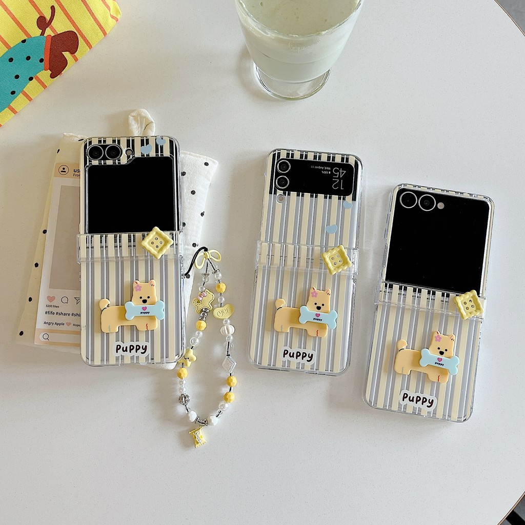 Flip7 การ์ตูน 3d คุกกี้สุนัขพร้อมโซ่ Flip6 Samsung Galaxy Z Flip5 กรณีน่ารัก Pura XCase ค้นหา N3 flip Z Flip 3 Flip 4 5G hard กันกระแทกโทรศัพท์ความคิดสร้างสรรค์กรณี