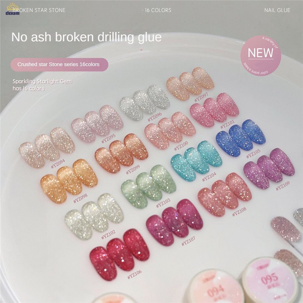 Gaoy Broken Star Drill Nail Polish Glue Flash Nail Polish Gel 2.5g Nail Decoration 【doom】