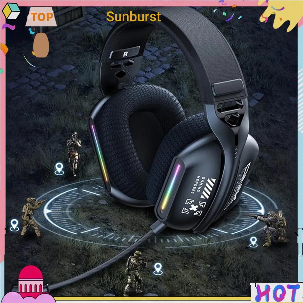 ชุดหูฟังสําหรับเล่นเกมไร้สาย 2.4GHz/BT 5.3/หูฟังแบบครอบหูแบบมีสาย หูฟังเกมเมอร์ [Sunburst11.th]
