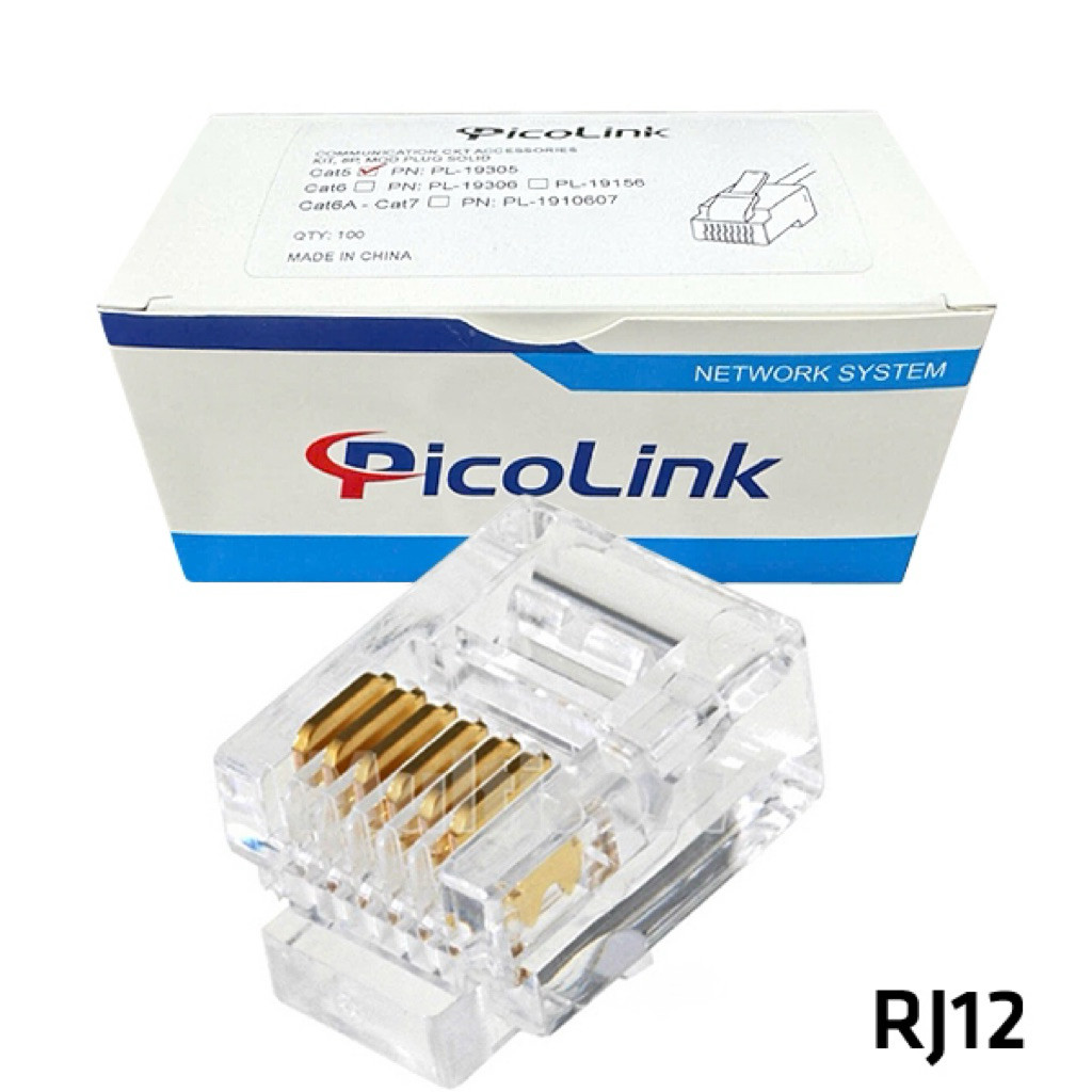 โทรศัพท์ RJ12 ตัวเชื่อมต่อโทรศัพท์ RJ12 พร้อม 6 PIN PicoLink PL-19112