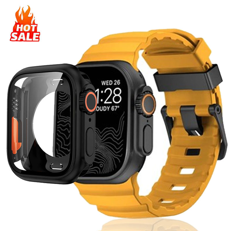 สายซิลิโคนและเปลี่ยนเป็น Ultra Case สําหรับ Apple Watch Ultra series 10 9 8 7 6 5 4 SE สําหรับ iWAtch 46 มม.49 มม.45 มม.44 มม.42 มม.41 มม.40 มม.38 มม.