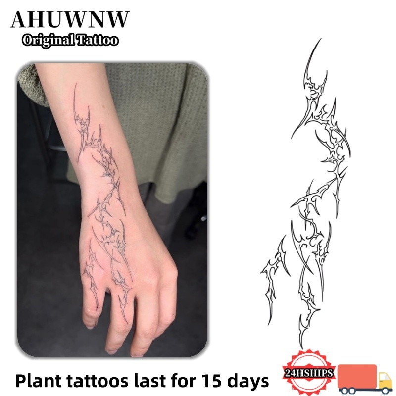 สติ๊กเกอร์รอยสักขนาด 7.5 ถึง 12 ซม., กันน้ำได้นาน 15 วัน, ดีไซน์เนียนและโปร่งแสง