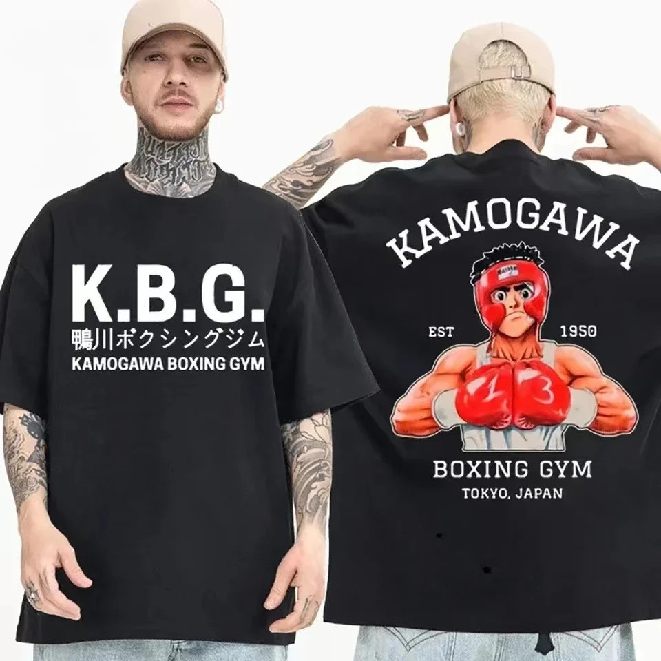 2025 op - ขาย Hajime No Ippo Kamogawa boxing gym เสื้อยืดผู้ชายรอบคอกีฬาฤดูร้อนเสื้อยืด streetwear M