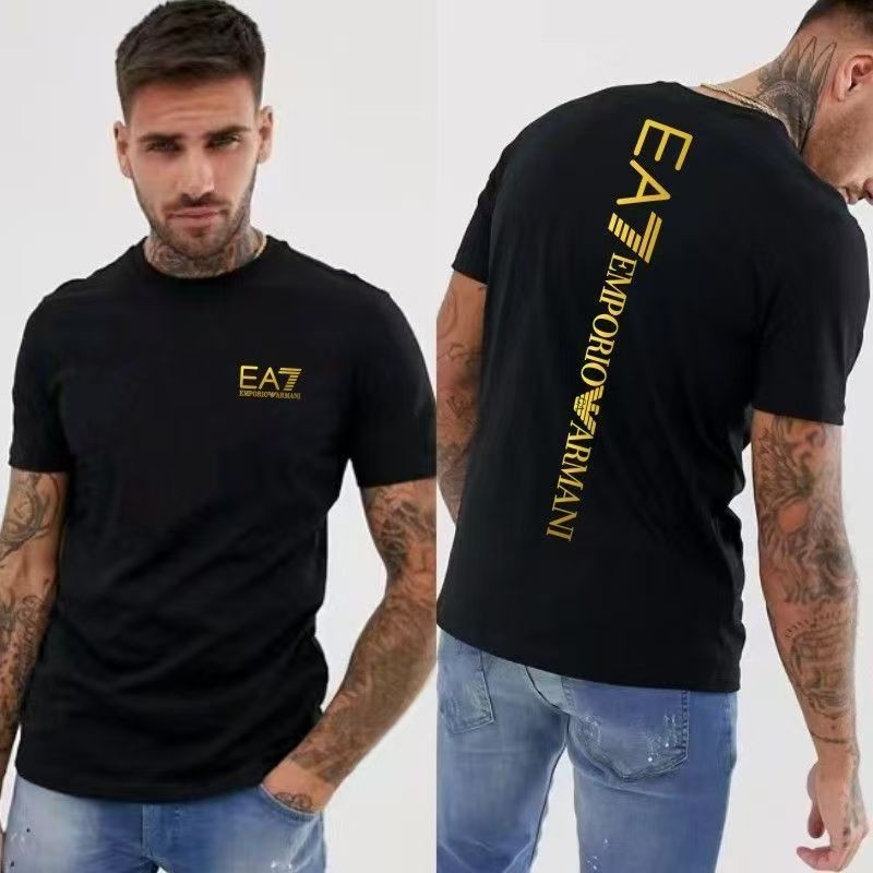 คอกลม Unisex ในสต็อก EA7 Original 100% ญี่ปุ่นเสื้อแขนสั้นผู้ชายรอบคอฤดูร้อนขวาน tshirt