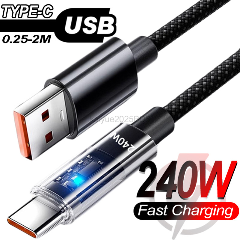240W Fast สายชาร์จ USB ถึง TypeC ข้อมูลความเร็วสูง Antibreak ข้อมูลสําหรับ Samsung S10 S9 note8 C9 C