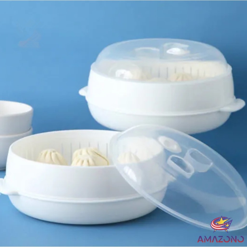 Amaz กล่องอุ่นอาหาร ขนาด 1 ชั้น ที่นึ่งกับไมโครเวฟ