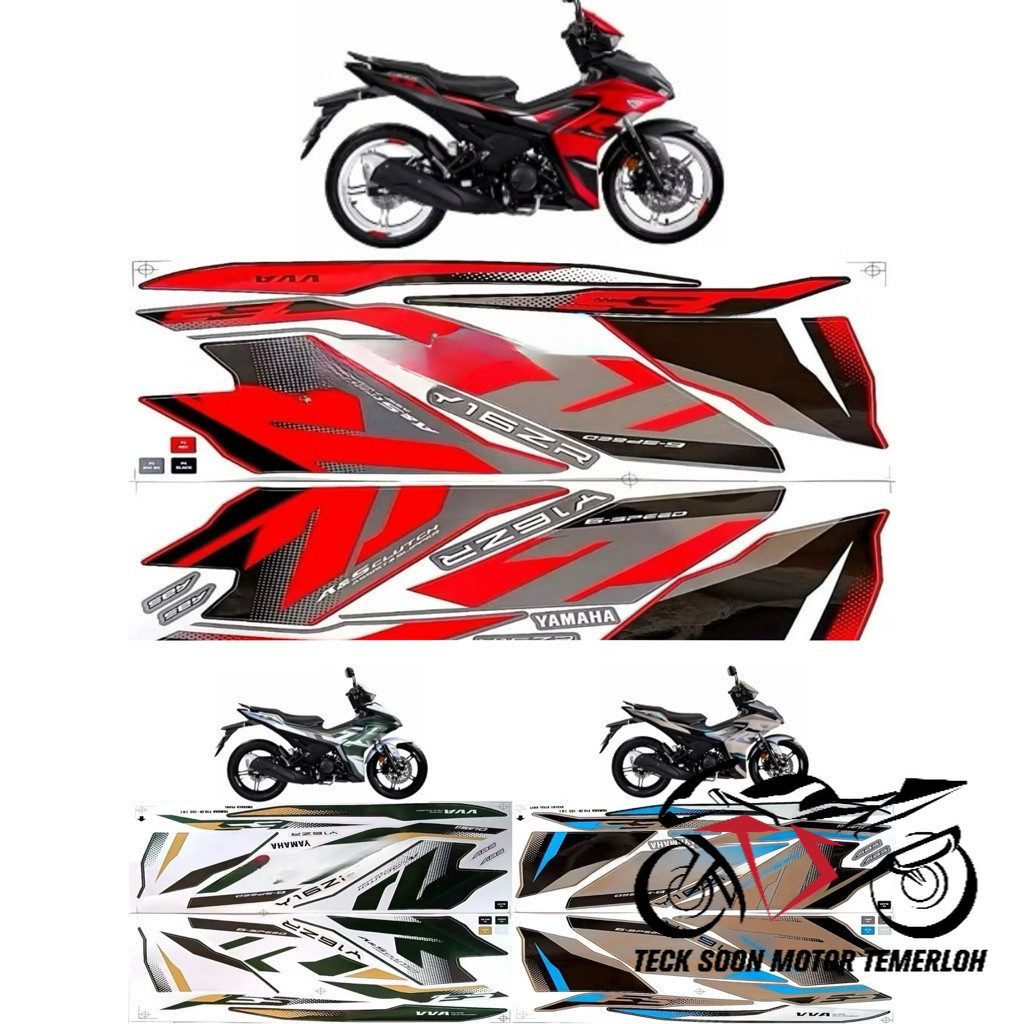 (6) Y16ZR V2 BODY COVER STICKER STRIPE COVER ชุด Y16ZR ABS 2025 (6) สีแดงสีขาว GREY Y16 ZR V2 155 20