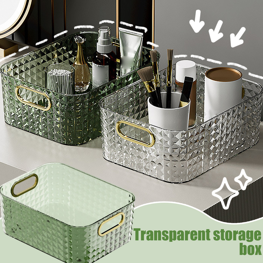 Simple Style Desktop Storage Case - Stackable Sundries Organizer Basket with Handle - Portable Makeup Placement Rack
