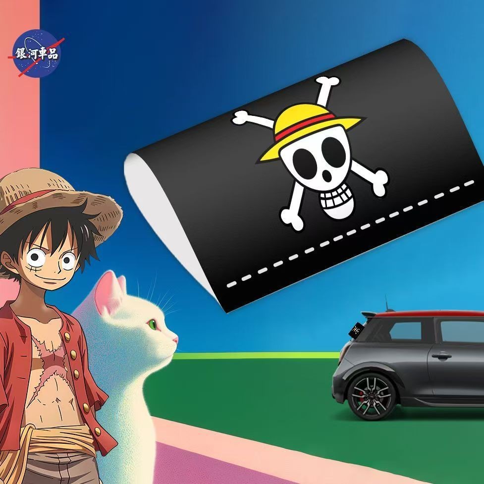 One Piece Luffy ตกแต่งภายนอกรถ Seln-in Label Stick Lego Creative รถประตูด้านหลังการปรับเปลี่ยนสติกเก