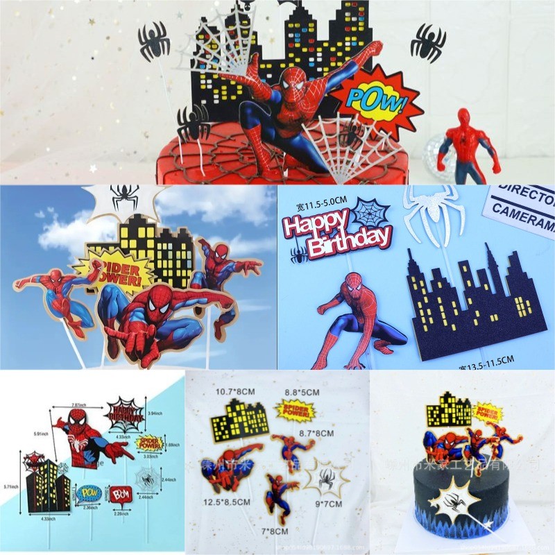 ขั้นสูง Spider Man เค้กชุดตกแต่งวันเกิดเด็ก Spider Man