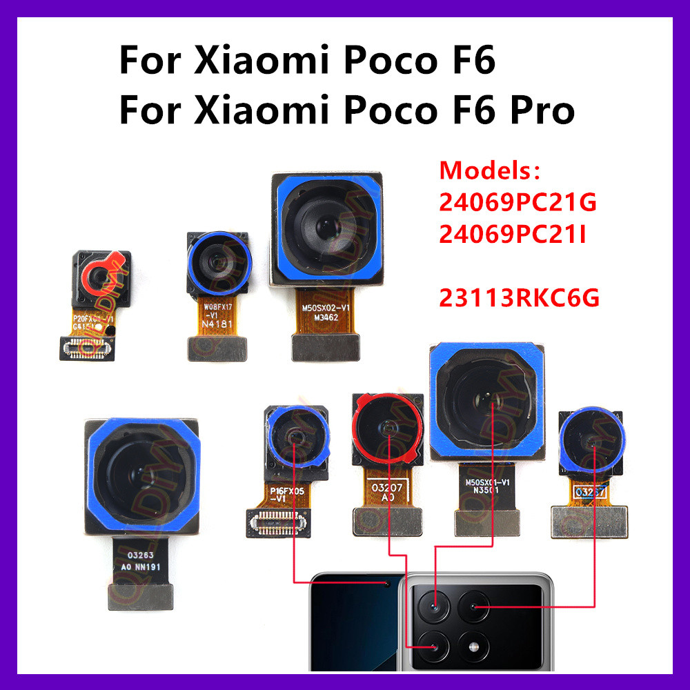 ด้านหน้าด้านหลังกล้องสําหรับ Xiaomi Poco F6 / F6 Pro กล้องโมดูล Backside View เปลี่ยนอะไหล่ PocoF6 5G